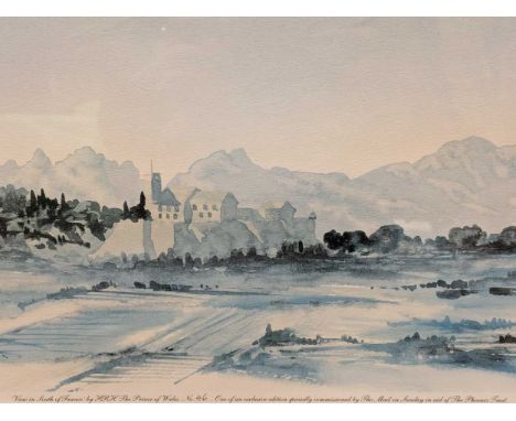HM King Charles III (British b. 1948), View in the South of France, 2002; offset lithograph in colours on wove, numbered 29 f