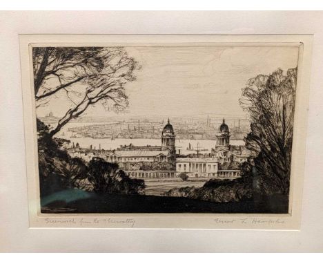 Ernest Llewellyn Hampshire (British. 1882-1944) Greenwich from the ObservatorySigned in pencil,Etching,17cm x 24cm
