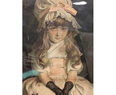 After John Everett Millais (1829-1896) "Cherry Ripe" Pears Lithograph, with artist's signature lower right, . 68cm x 44.5cm, 