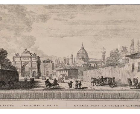 After Giuseppe Zocchi (Italian. 1711-1767) Ingresso in citta, dalla porta,Engraving by Matteo Carboni (fl.18th century)21cm x
