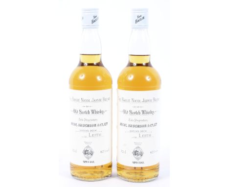 Two bottles of The Bailie Nicol Jarvie Blend of Old Scotch Whisky, Nicol Anderson &amp; Co. Ltd, Leith, 70 cl., 40% Vol (2)