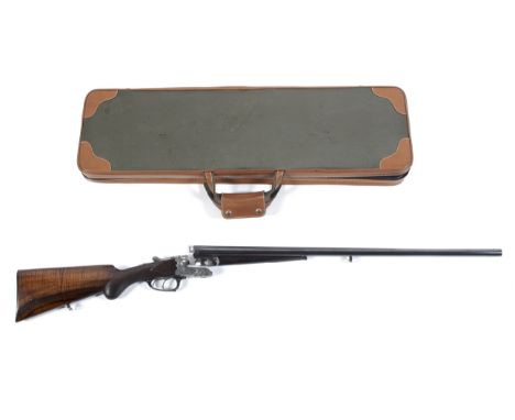 A Luneburg 16 gauge side by side hammer action shot gun, serial number 2122, 1/2 and full choke