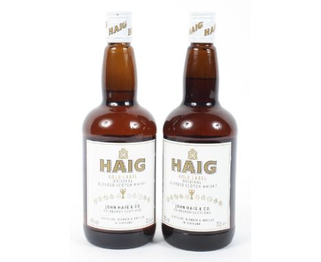 Two bottles of Haig Gold Label Original Blended Scotch Whisky, Distilled, Blended and Bottled in Scotland by John Haig &amp; 