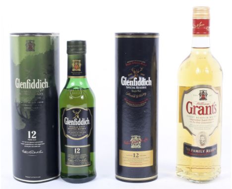 A bottle of Glenfiddich 12 year old single malt whisky also a 35cl a bottle of Glenfiddich 12 year old special reserve single