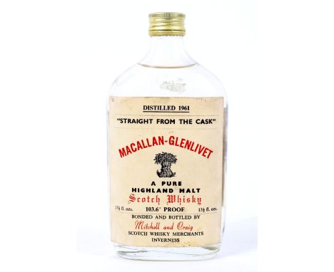 Macallan-Glenlivet, Highland Malt Scotch Whisky, bonded and bottled by Mitchell and Craig, 13 1/3 fl. oz, 103.6 proof