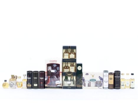 A collection of Scottish whisky miniatures, including: Glenfiddich, 18 year old, 5 cl., 40% Vol. Laphroaig, 10 years old, 5 c
