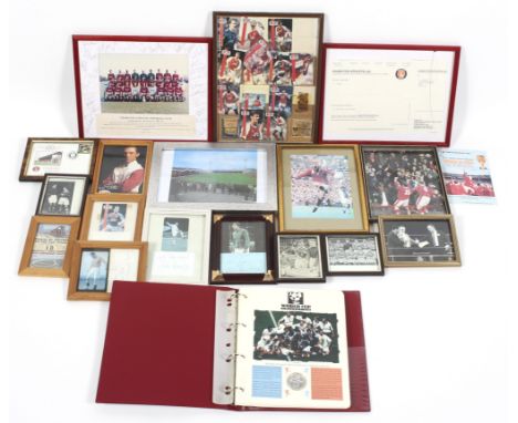 A collection of sporting memorabilia, including: a signed framed photograph of Charlton Athletic Football Club, 1993-94, The 