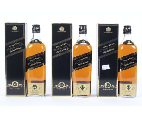 Johnnie Walker Black Label Extra Special Old Scotch Whisky, three bottles, aged for 12 years, 75cl, 40% Vol. each boxed (3)