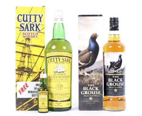 A single bottle of Cutty Sark Scotch Whisky, 43% Vol 1.05 Litre, together with a bottle of the Black Grouse whisky