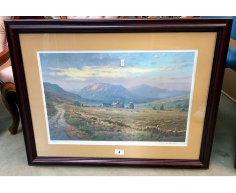 A limited edition 306/500 James D Preston print of farm, village &amp; mountains (77cm x 59cm) COLLECT ONLY 
