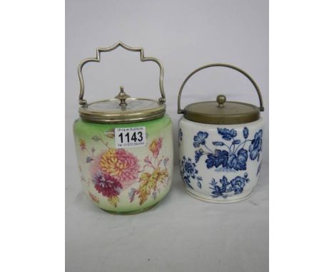 Two good clean ceramic biscuit barrels. 