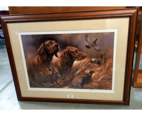 Number 251 of 500 signed print of dogs &amp; pheasants (80cm x 64cm ) COLLECT ONLY 
