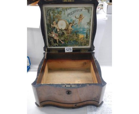 A Victorian polyphon case (no contents), inside 21 x 23 cm. 