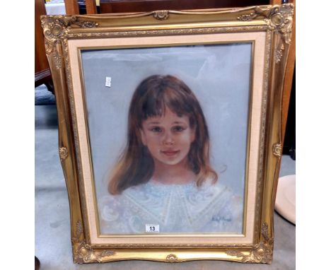 A gilt framed painting, portrait of a young girl (glass A/F bottom left corner) COLLECT ONLY 