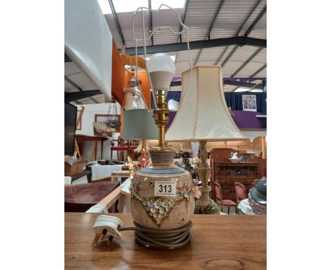 A vintage pottery table lamp Collect only