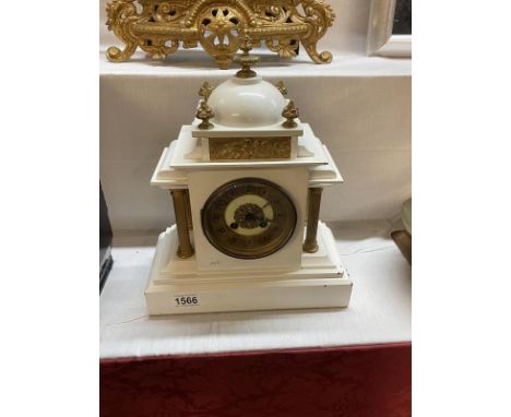 A white painted slate mantel clock 