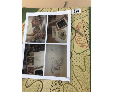A quantity of art including pen &amp; ink, watercolours etc. Including working drawing and tapestry,