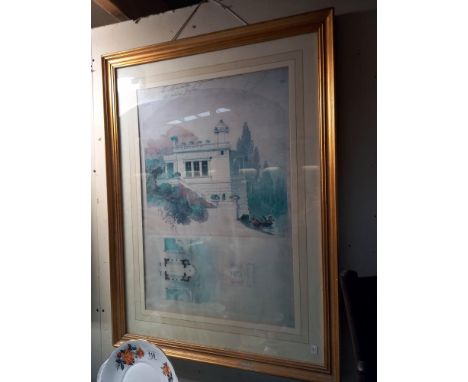 A large gilt framed architectural print COLLECT ONLY