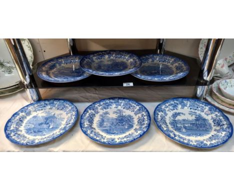 6 blue &amp; white dinner plates from 'The Blue Collection' by Spode COLLECT ONLY 