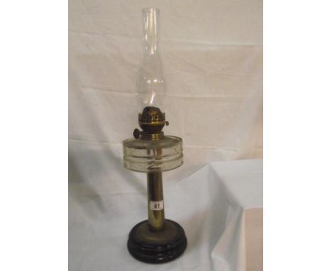 A Victorian oil lamp with faceted glass font COLLECT ONLY 
