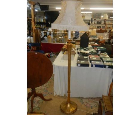 A gilded wooden standard lamp with shade. COLLECT ONLY. 