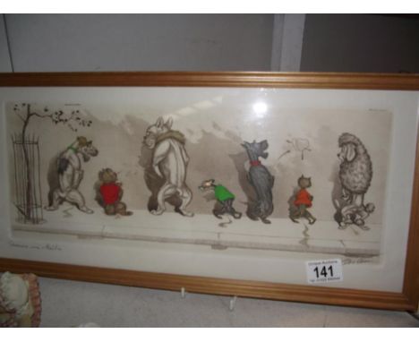 Framed Boris O'Klein print of dogs
