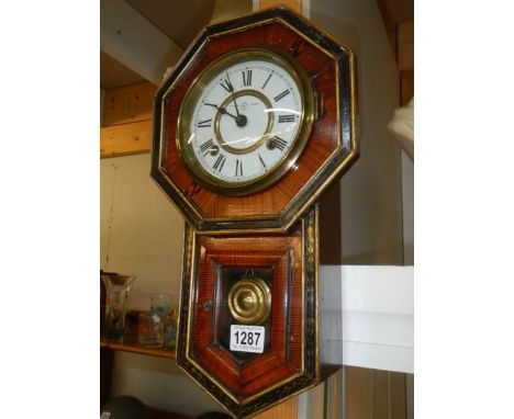 An early 20th century drop dial wall clock in working order. COLLECT ONLY. 