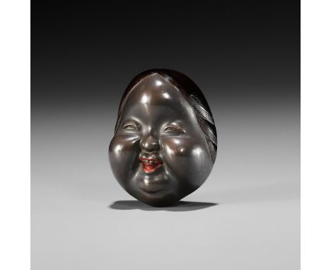 A FINE LACQUER MASK NETSUKE OF OKAMEUnsignedJapan 19th centuryPublished: Davey, Neil K. (1974) Netsuke: A comprehensive study