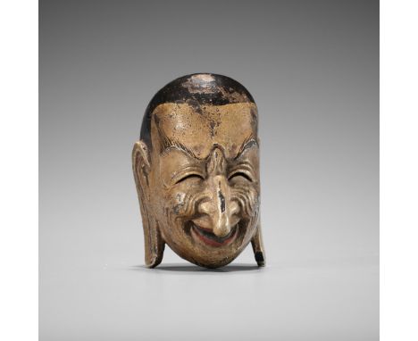 TETSURO: A LACQUERED WOOD GIGAKU MASK NETSUKE OF SUIKO-JUBy Ichikawa Tetsuro, signed Tetsuro 鉄琅 and kakihanJapan, Nara, late 