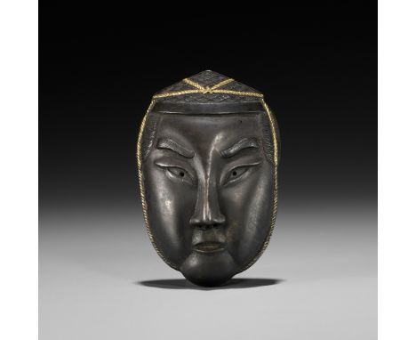 A RARE MIXED METAL NETSUKE DEPICTING THE HEAD OF A NOBLEMANUnsigned Japan, 19th centuryThe face with a stern expression, mark