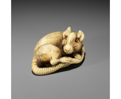 A FINE KYOTO SCHOOL IVORY NETSUKE OF A RATUnsignedJapan, Kyoto, late 18th to early 19th century, Edo period (1615-1868)Publis