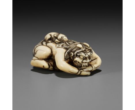 A RARE IVORY NETSUKE OF SHIROUnsignedJapan, late 18th century, Edo period (1615-1868)Published: Rutherston &amp; Bandini (201