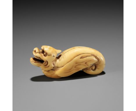 A RARE IVORY NETSUKE OF A WINGED DRAGON-FISH (MAKATSUGYO)Unsigned Japan, 17th-18th century, Edo period (1615-1868)Published: 