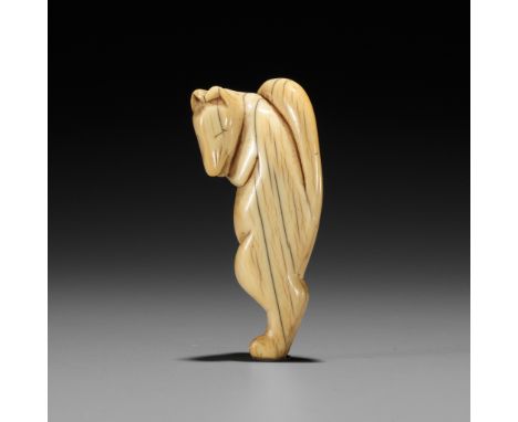 A GOOD IVORY NETSUKE OF A DANCING KITSUNEUnsignedJapan, 18th century, Edo period (1615-1868)Published: Sagemonoya (2022), The