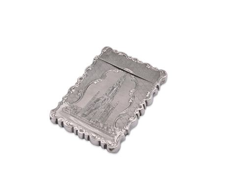 
	
		A VICTORIAN SILVER SHAPED RECTANGULAR CARD CASE 
		HENRY MANTON, BIRMINGHAM 1850
		Engraved with a scroll border and the