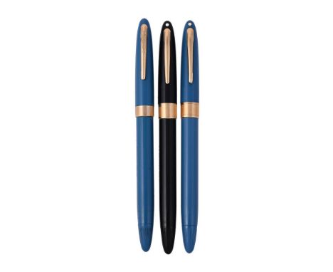 
	
		SHEAFFER, SNORKEL, THREE FOUNTAIN PENS 
		CIRCA 1952 
		
		SHEAFFER, VALIANT 
		A VINTAGE BLACK FOUNTAIN PEN 
		Cap and 