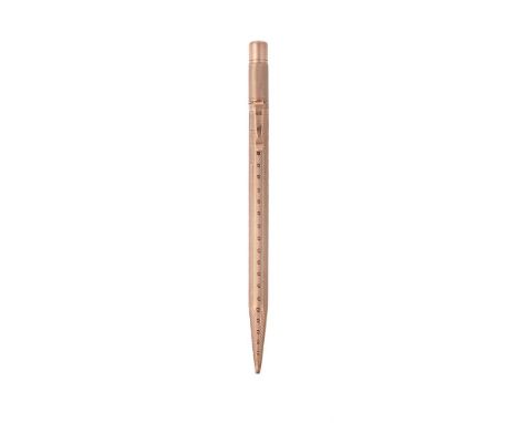 
	
		S MORDAN &amp; CO., A 9 CARAT GOLD PENCIL 
		LONDON 1920
		Cap and Barrel: With engine turned and dotted decoration, wit