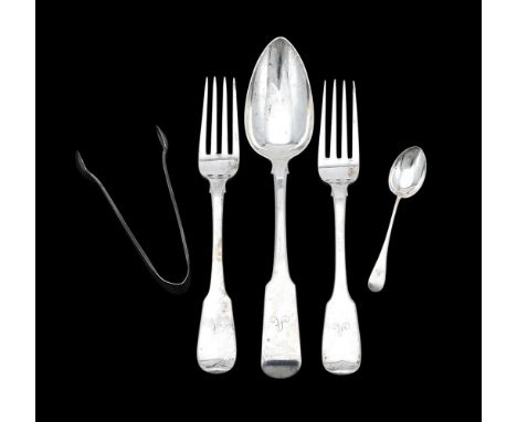 
	
		A COLLECTION OF SILVER FLATWARE
		VARIOUS MAKER'S AND DATES
		To include: a set of eight twelve IV Scottish fiddle patte