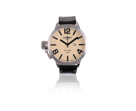 
	
		U-BOAT, LEFT HOOK, REF. B53-08
		A STAINLESS STEEL WRIST WATCH, NO. L1046M
		Movement: Ronda quartz, 1 jewel
		Case: Sta