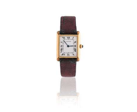 
	
		CARTIER, TANK 
		A GOLD PLATED WRIST WATCH, NO. 4 06539
		Movement: Manual wind
		Case: Gold plated case, screwed case b