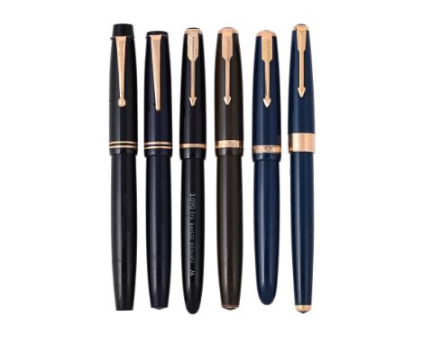 
	
		PARKER, DUOFOLD
		A BROWN RESIN FOUNTAIN PEN
		Cap and Barrel: With brown resin cap and barrel, gilt arrow clip and cap 