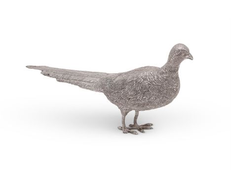 A SILVER MODEL OF A PHEASANT JONES &amp; SON, LONDON 1961 24.5cm (9 3/4in) long 401g (12.9 oz)  Condition Report:  Marks are 