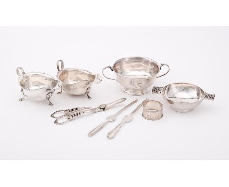 
	
		A COLLECTION OF SILVER ITEMS
		To include: a Scottish quaich by Francis Howard Ltd., Edinburgh 1994, the twin handles wi