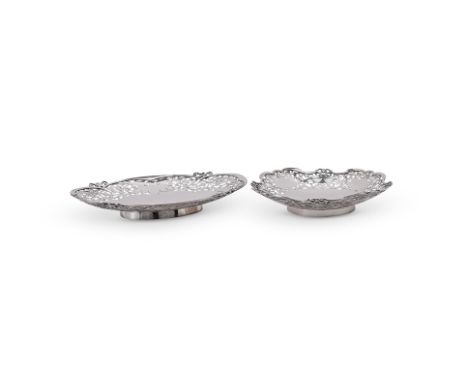 
	
		A SILVER SHAPED OVAL PIERCED DISH
		VINER'S LTD., SHEFFIELD 1938
		Pierced with foliate swags and on an oval foot
		29cm