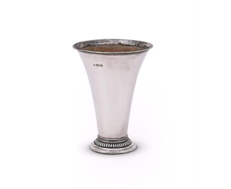 
	
		A SILVER POSY VASE
		D. &amp; J. WELLBY LTD., LONDON 1911
		The tapering body on a circular moulded and lobed foot
		18c