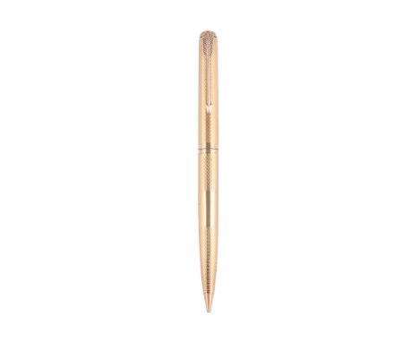 
	
		PARKER, AN 18 CARAT GOLD PENCIL 
		LONDON 1961
		Cap and Barrel: With engine turned cap and barrel, rectangular vacant r