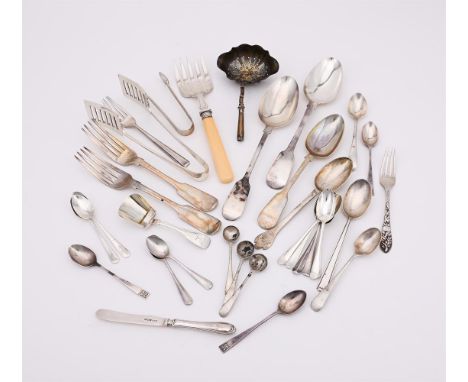 
	
		A COLLECTION OF SILVER FLATWARE
		To include: a pair of serving tongs by William Hutton &amp; Sons Ltd., Sheffield 1927,