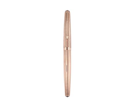 
	
		PARKER, 61, WATERDROP 
		A 9 CARAT GOLD FOUNTAIN PEN 
		LONDON 1966
		Cap and Barrel: With engine turned decorated 9 car