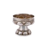 A SILVER LOBED PEDESTAL BOWL