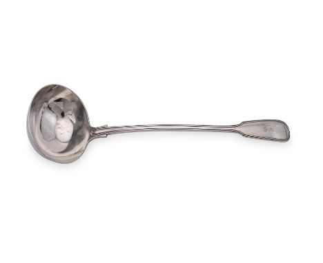 
	
		A VICTORIAN SILVER FIDDLE AND THREAD PATTERN SOUP LADLE
		WILLIAM GIBSON &amp; JOHN LAWRENCE, LONDON 1896
		Engraved wit